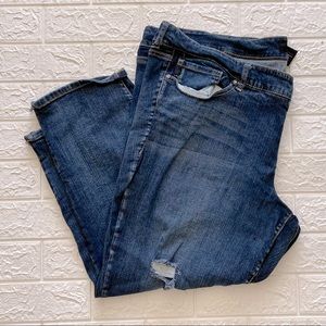 Ankle zip distressed jeans